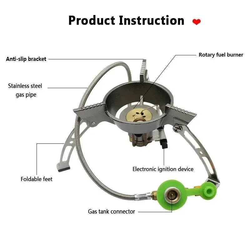 BRS-15B Multifunctional Windproof Furnace 1400-2900W Camping Propane Stove Foldable Cooking Gas Stove for Outdoor Picnic Hiking