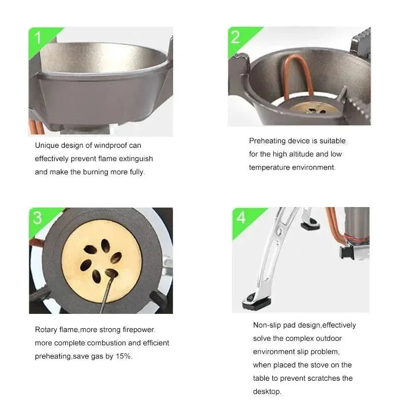 BRS-15B Multifunctional Windproof Furnace 1400-2900W Camping Propane Stove Foldable Cooking Gas Stove for Outdoor Picnic Hiking