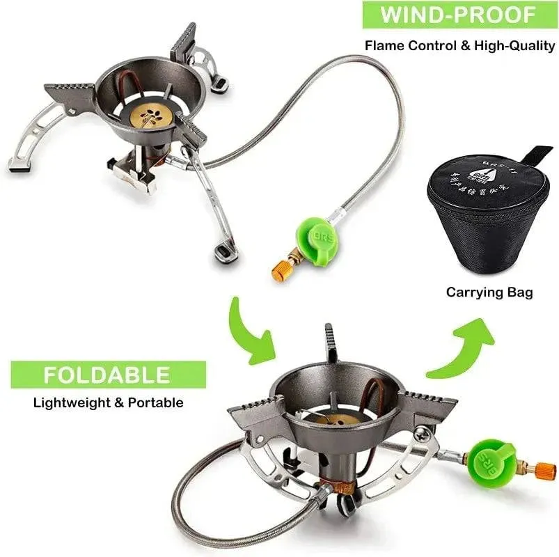 BRS-15B Multifunctional Windproof Furnace 1400-2900W Camping Propane Stove Foldable Cooking Gas Stove for Outdoor Picnic Hiking