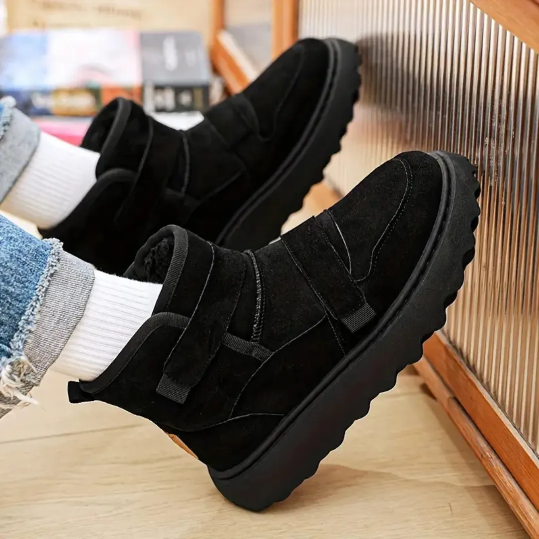 GRW Orthopedic Men Boots Cozy Lined Non-slip Velcro Strap Hiking Ankle Boots
