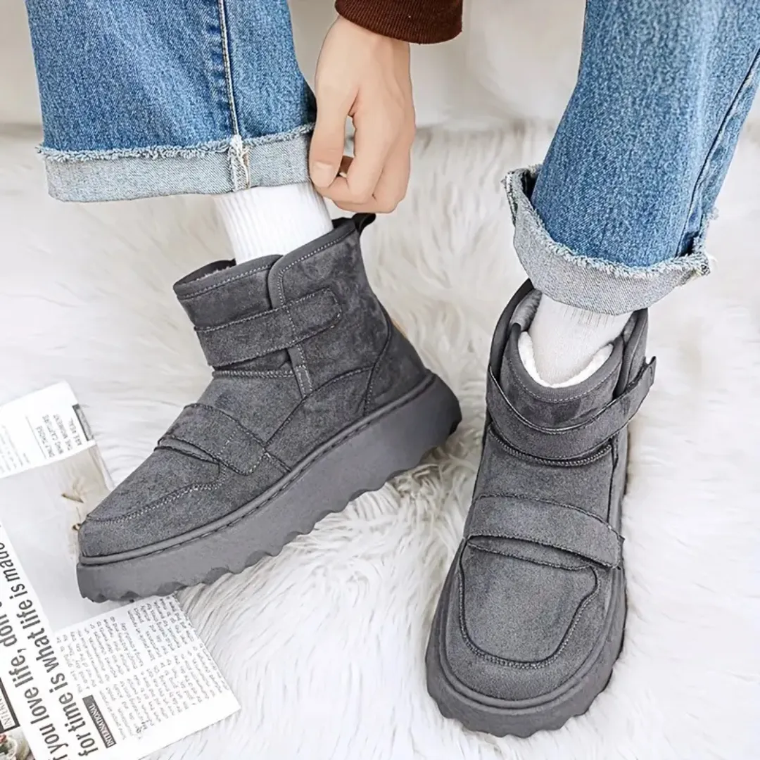 GRW Orthopedic Men Boots Cozy Lined Non-slip Velcro Strap Hiking Ankle Boots