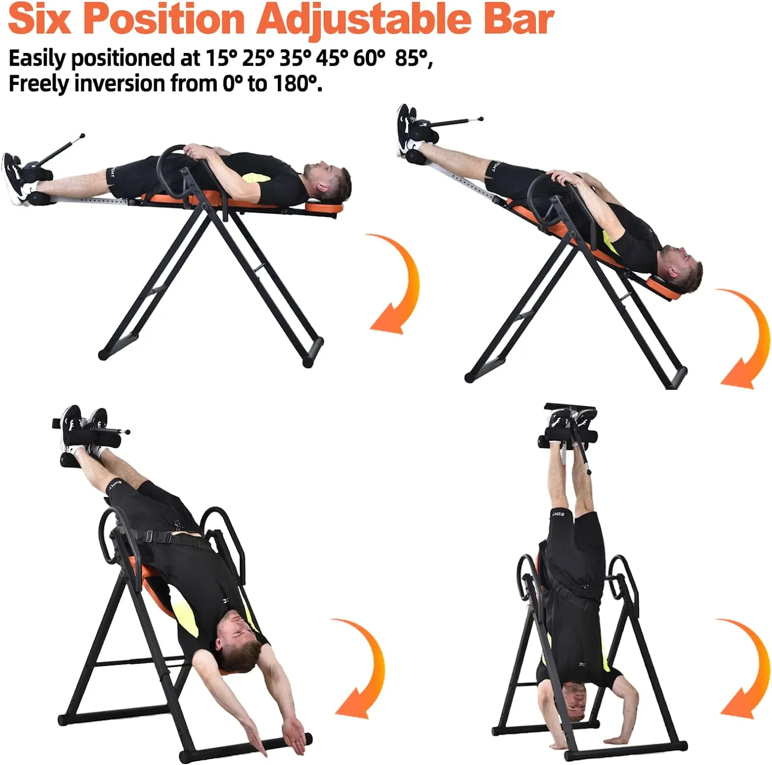 Inversion Table for Back Pain Relief, 350 lbs Capacity Strength Training Inversion Equipment, Decompression Table for Pain Therapy Training with Safe Belt & Comfortable Ankle Holders