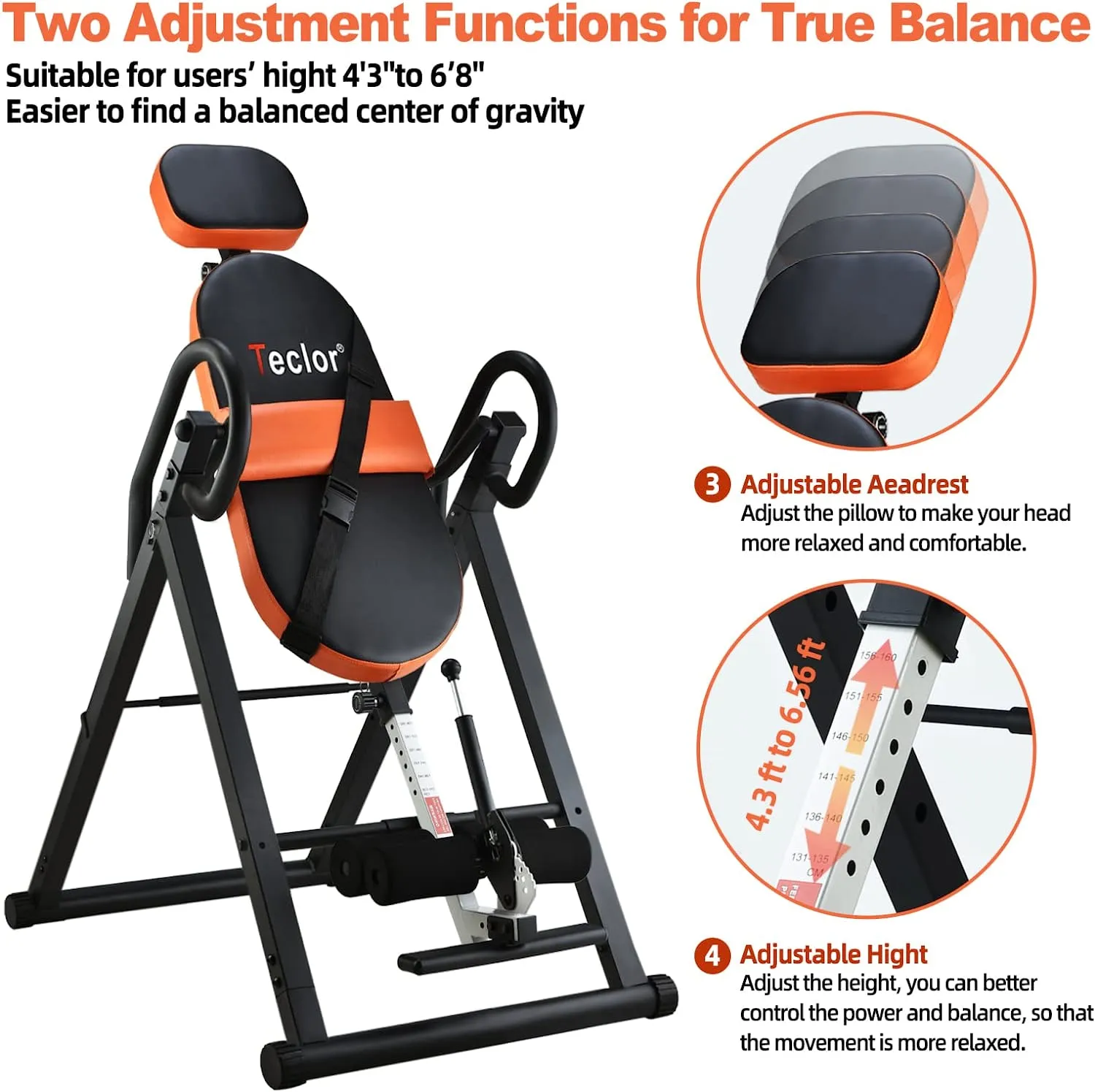 Inversion Table for Back Pain Relief, 350 lbs Capacity Strength Training Inversion Equipment, Decompression Table for Pain Therapy Training with Safe Belt & Comfortable Ankle Holders