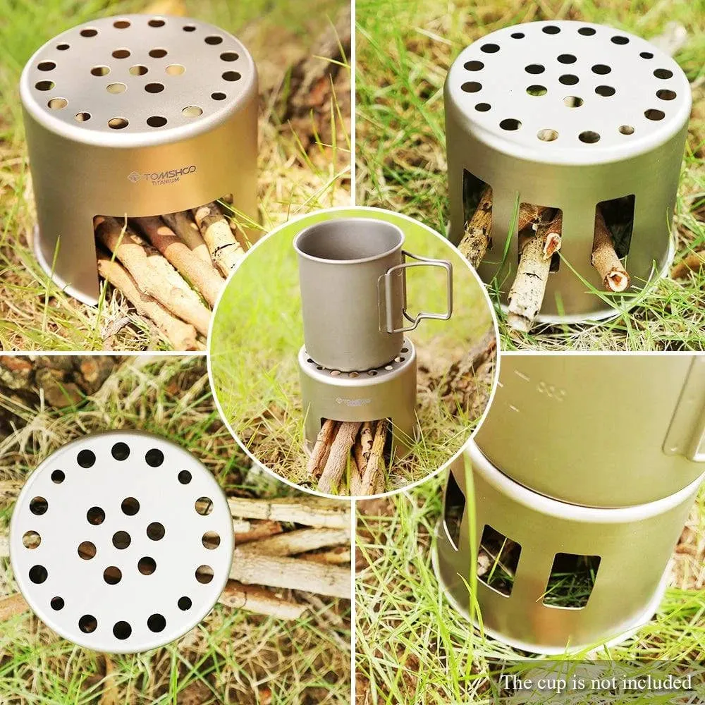 Lixada Portable Wood Stove Firewoods Furnace Outdoor Stove Cooking Burner Lightweight Stainless Steel Picnic Camping Wood Stove