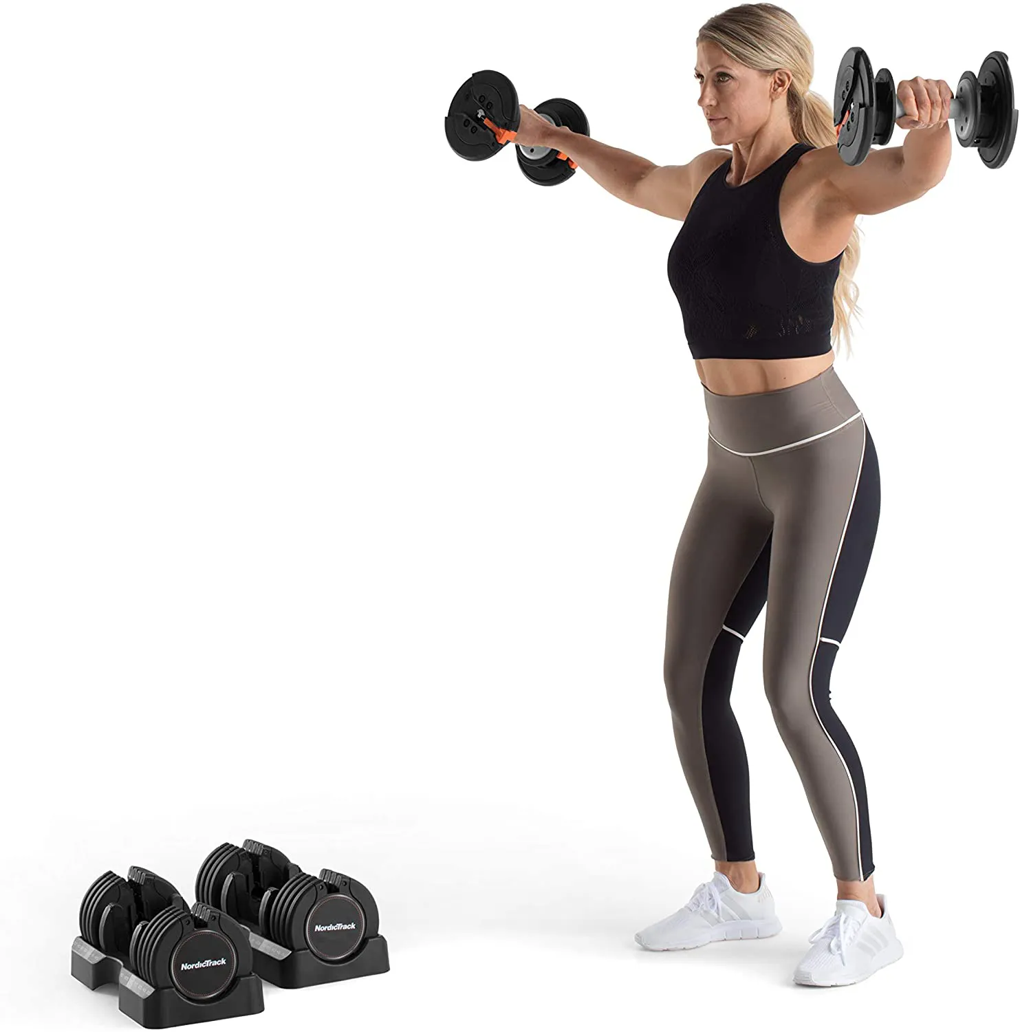NordicTrack 55 lb Select-a-Weight Dumbbell Pair, Black