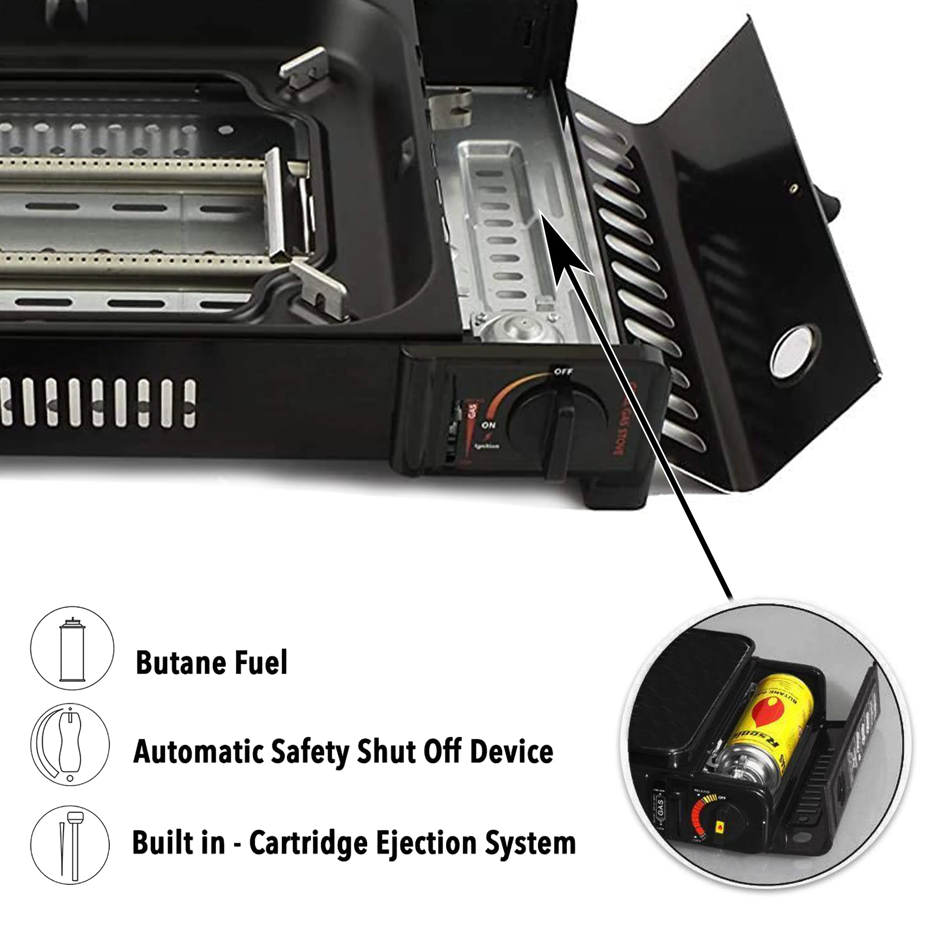 Portable Camping Gas Grill BBQ with Lid Butane Outdoor Stove