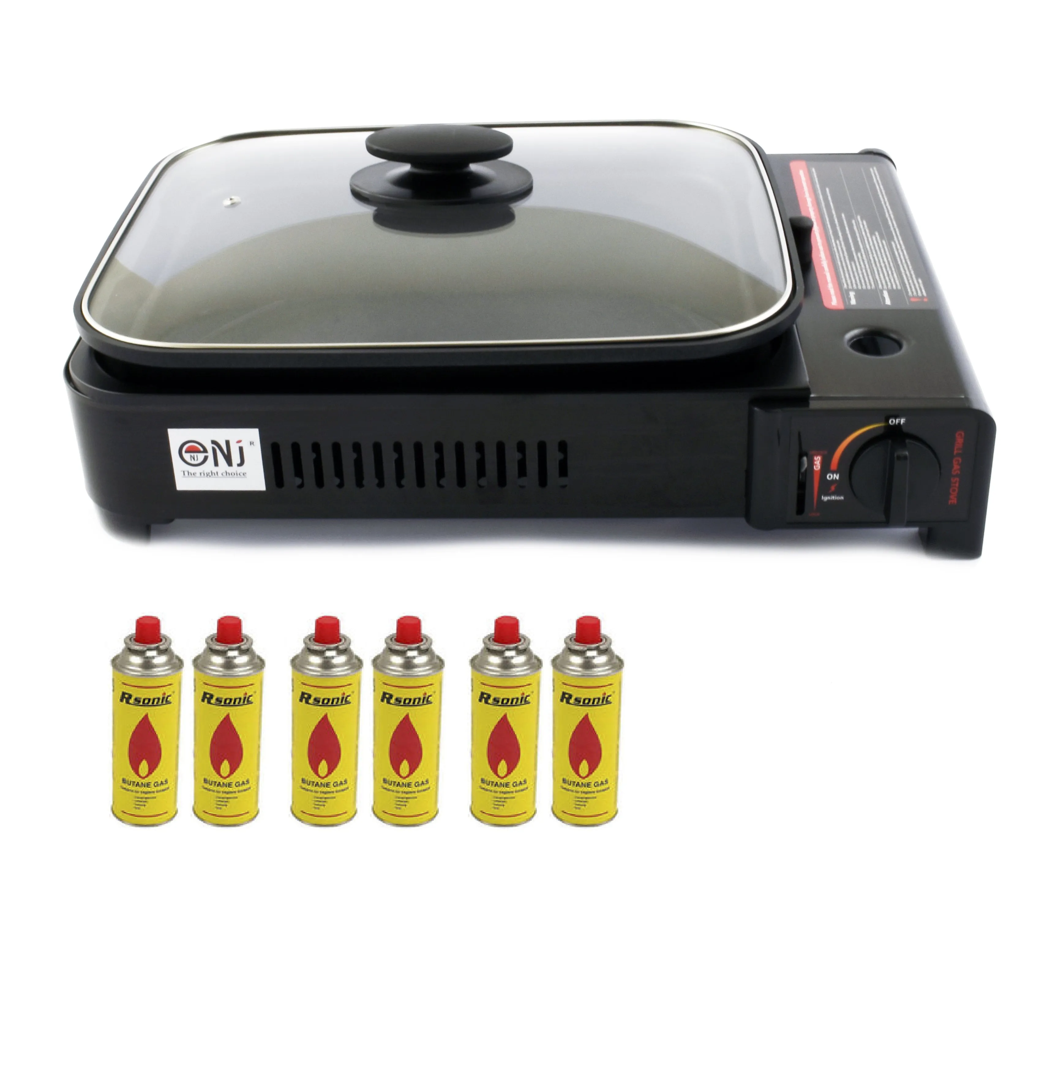Portable Camping Gas Grill BBQ with Lid Butane Outdoor Stove