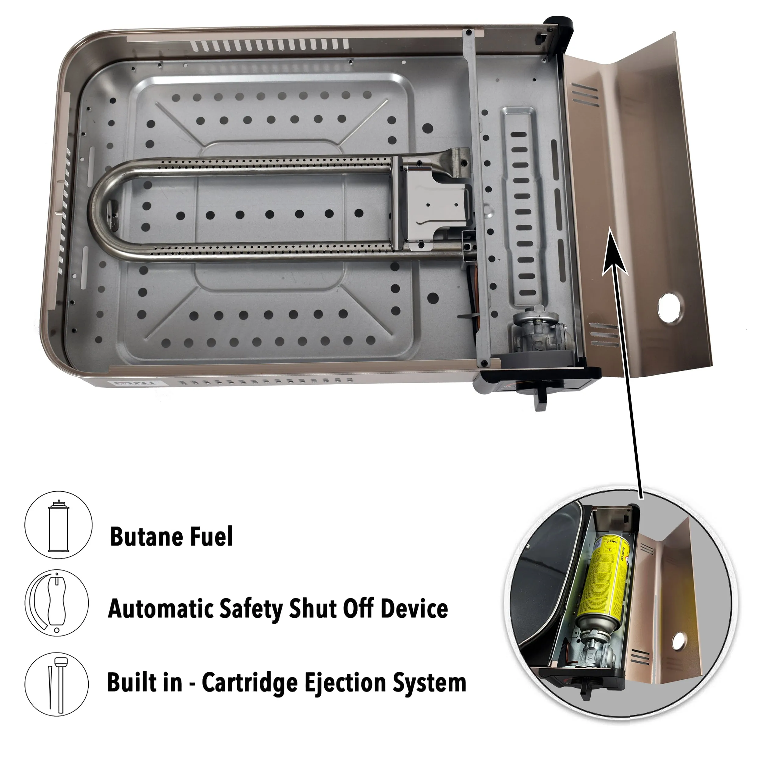 Portable Camping Gas Grill BBQ with Lid Butane Outdoor Stove