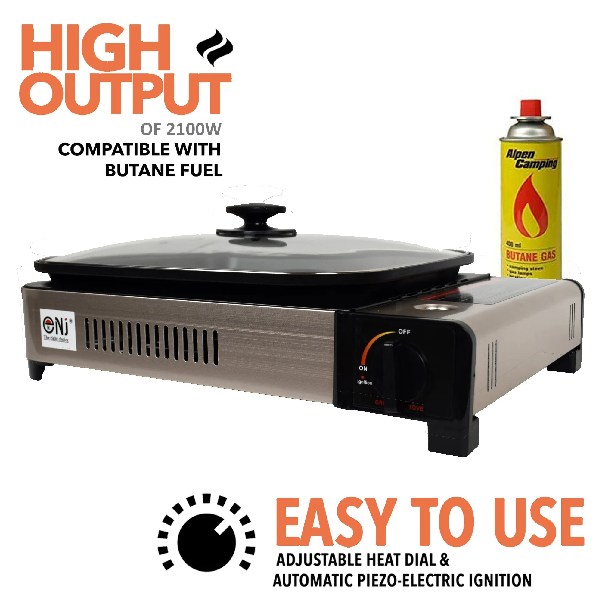 Portable Camping Gas Grill BBQ with Lid Butane Outdoor Stove
