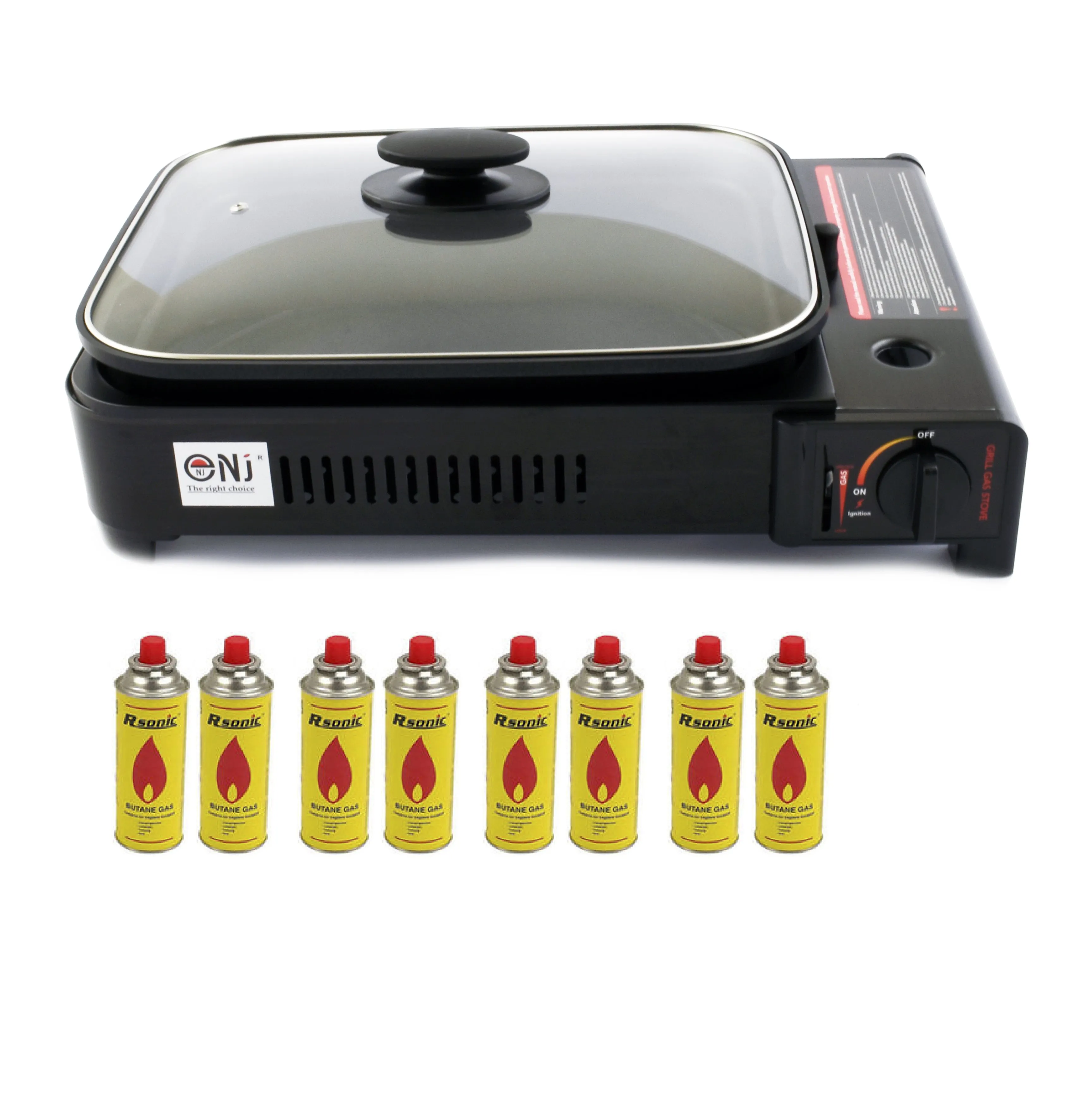 Portable Camping Gas Grill BBQ with Lid Butane Outdoor Stove