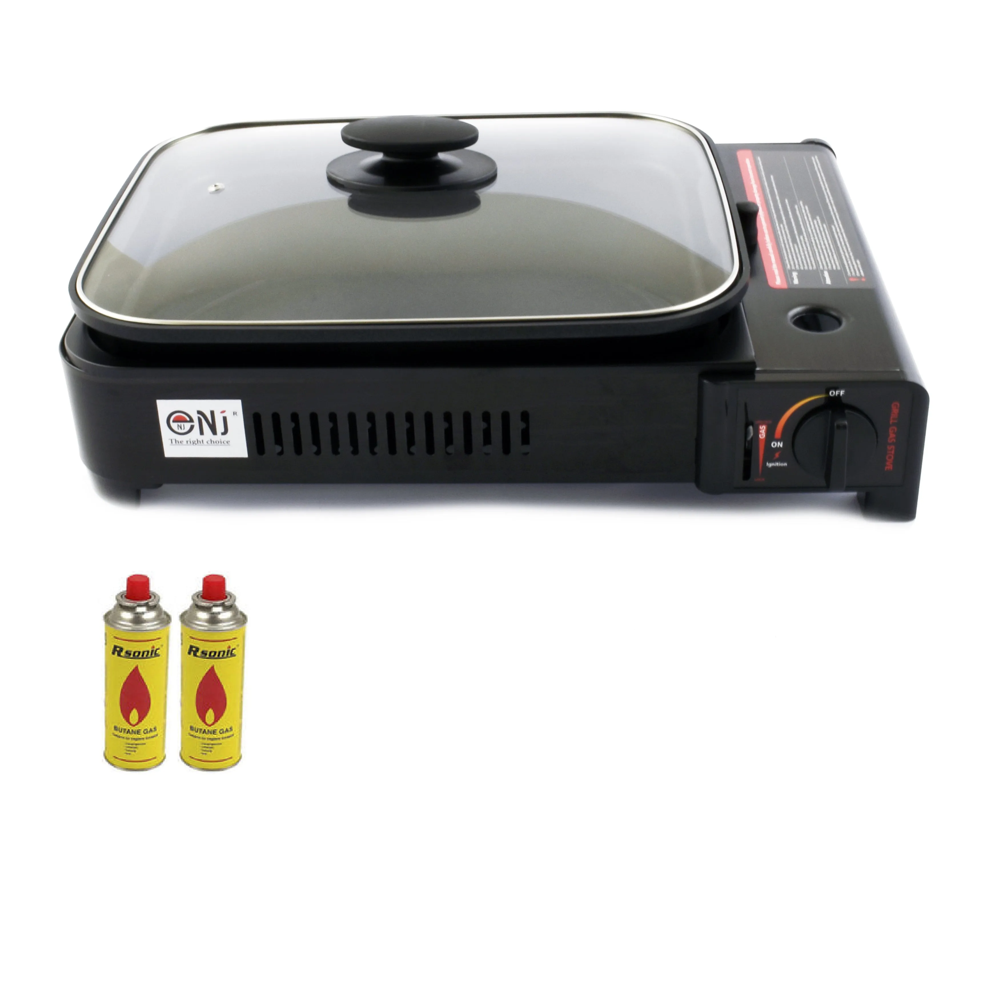 Portable Camping Gas Grill BBQ with Lid Butane Outdoor Stove