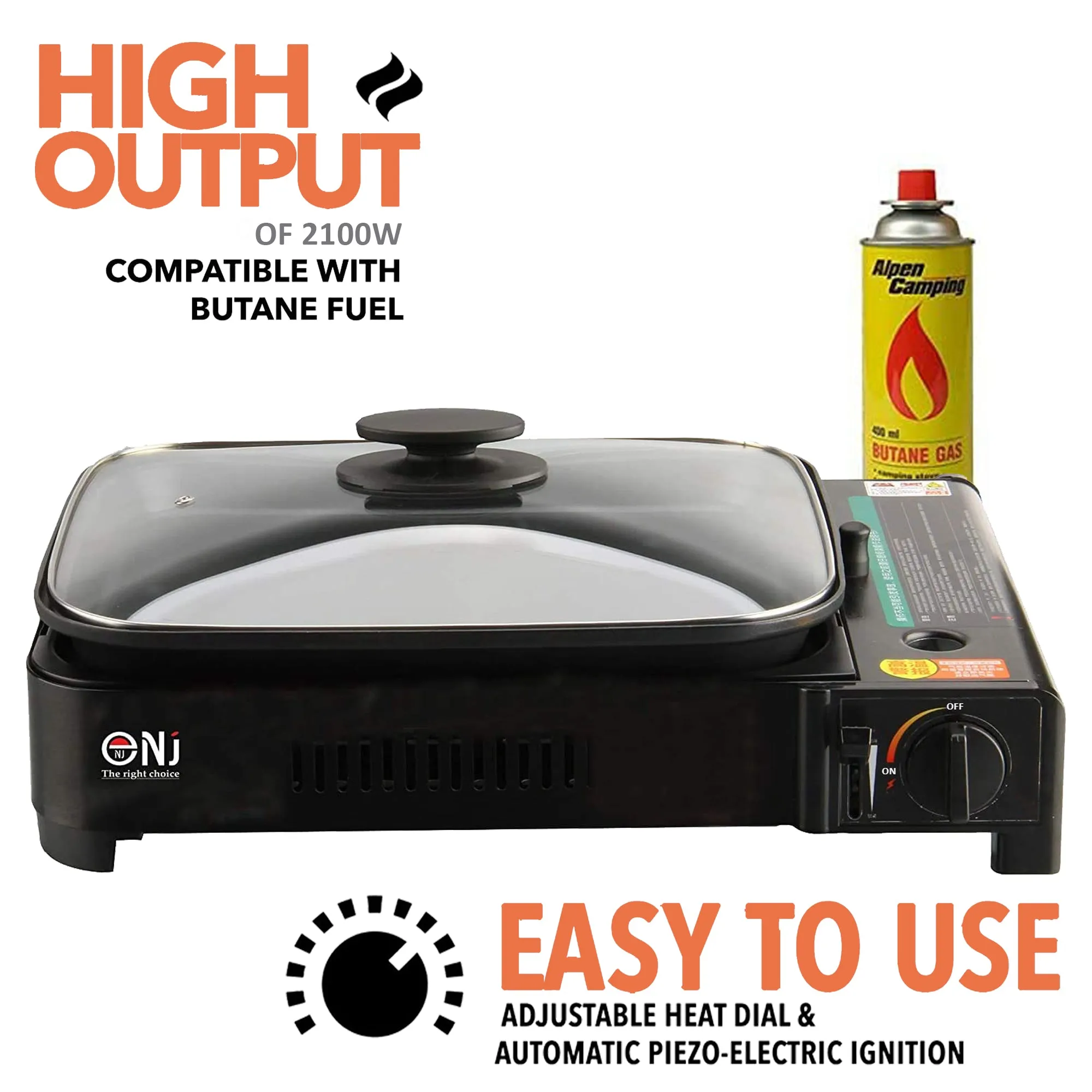 Portable Camping Gas Grill BBQ with Lid Butane Outdoor Stove