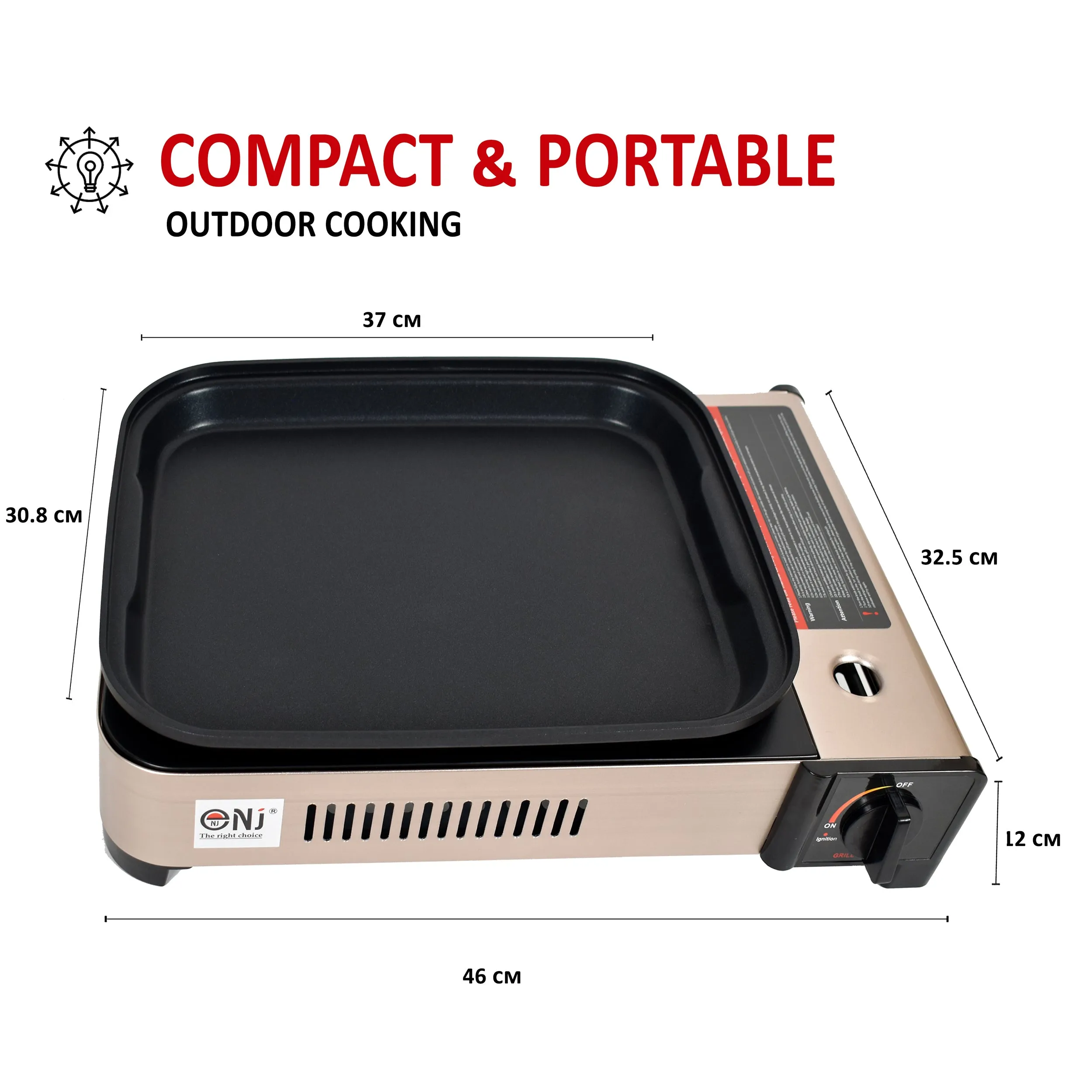 Portable Camping Gas Grill BBQ with Lid Butane Outdoor Stove