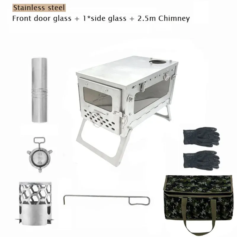 Portable Stainless Steel Firewood Stove for Camping and Outdoor Use
