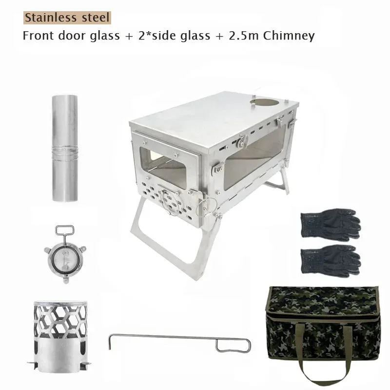 Portable Stainless Steel Firewood Stove for Camping and Outdoor Use