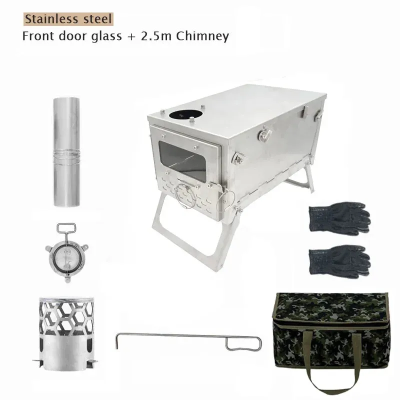 Portable Stainless Steel Firewood Stove for Camping and Outdoor Use