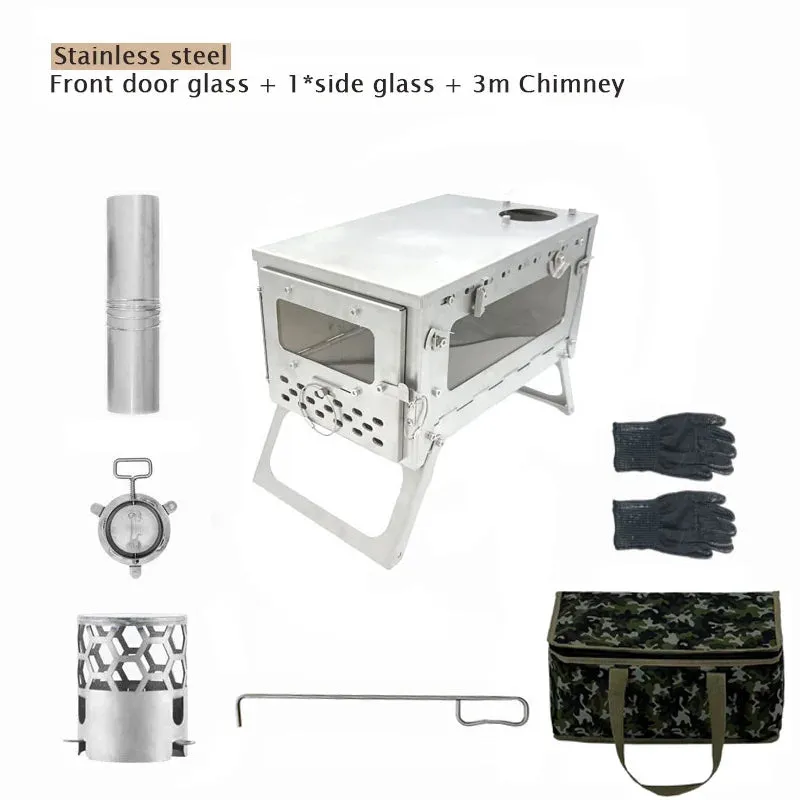 Portable Stainless Steel Firewood Stove for Camping and Outdoor Use