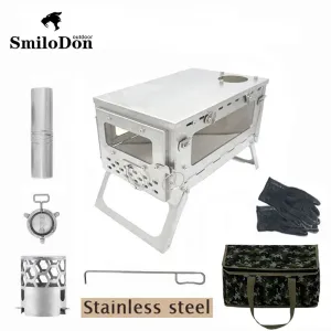 Portable Stainless Steel Firewood Stove for Camping and Outdoor Use