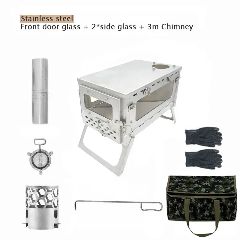 Portable Stainless Steel Firewood Stove for Camping and Outdoor Use