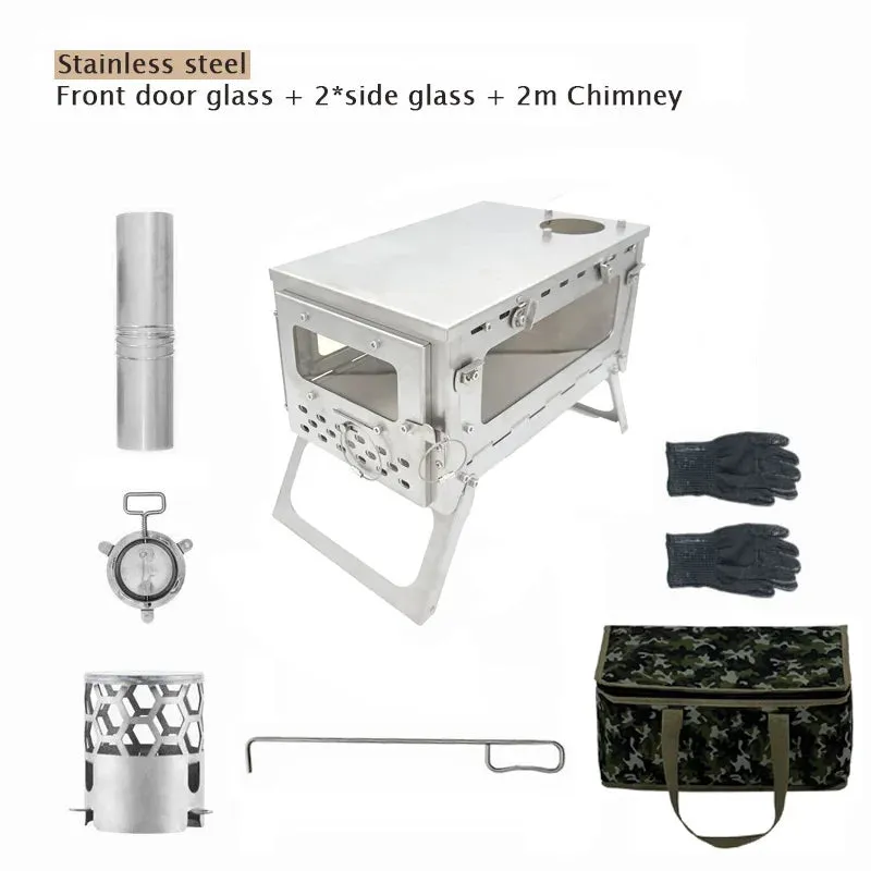 Portable Stainless Steel Firewood Stove for Camping and Outdoor Use