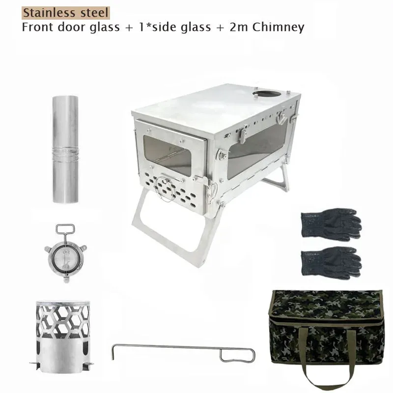 Portable Stainless Steel Firewood Stove for Camping and Outdoor Use