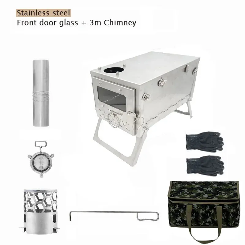 Portable Stainless Steel Firewood Stove for Camping and Outdoor Use