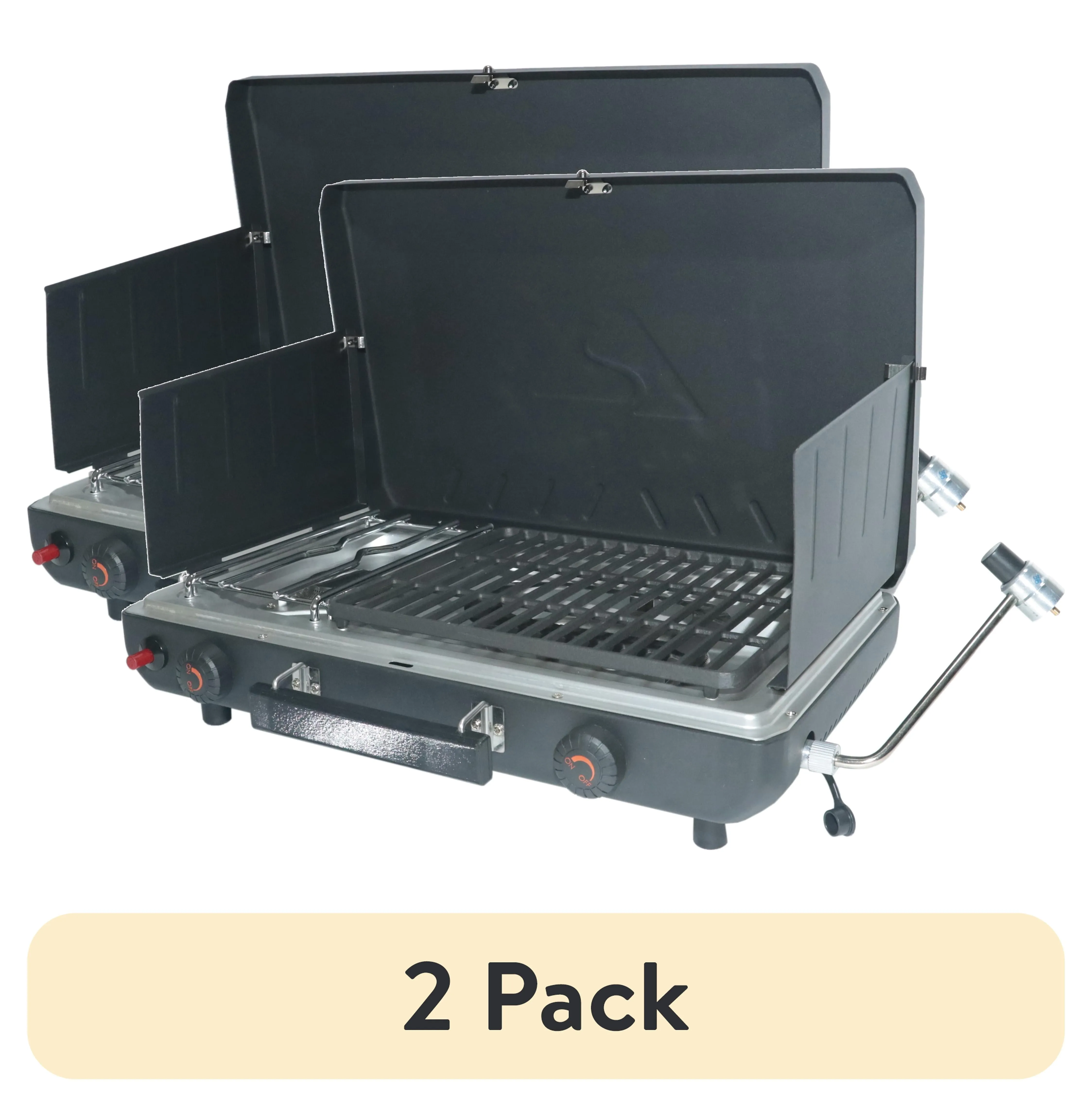 Propane 2-In-1 Portable 2 Burner Grill Camp Stove, Model GCT2220WB, New