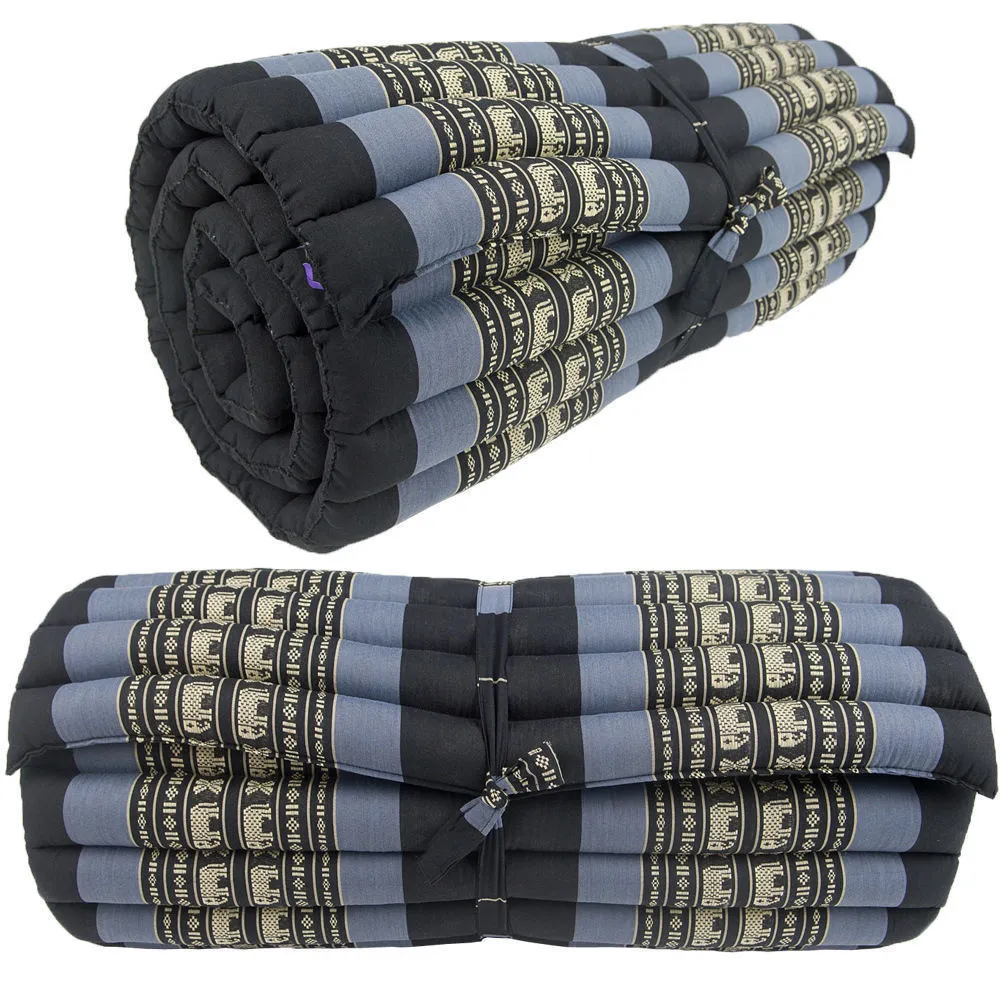 Thai kapok cushion Day bed Portable Roll Up Mattress Foldout Mat Red/Green or Blue , Red Thai handmade Kapok