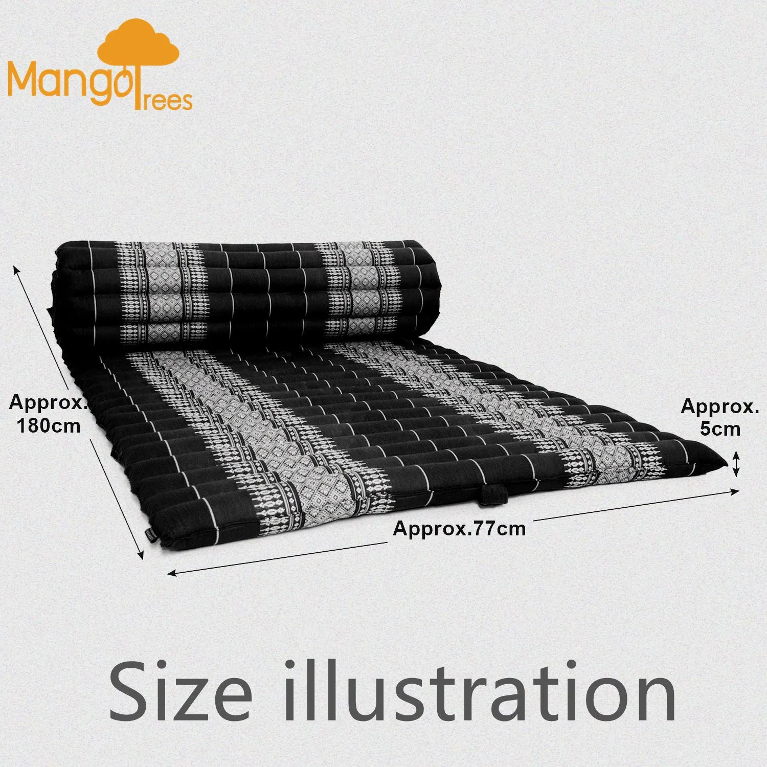 Thai kapok cushion Day bed Portable Roll Up Mattress Foldout Mat Red/Green or Blue , Red Thai handmade Kapok