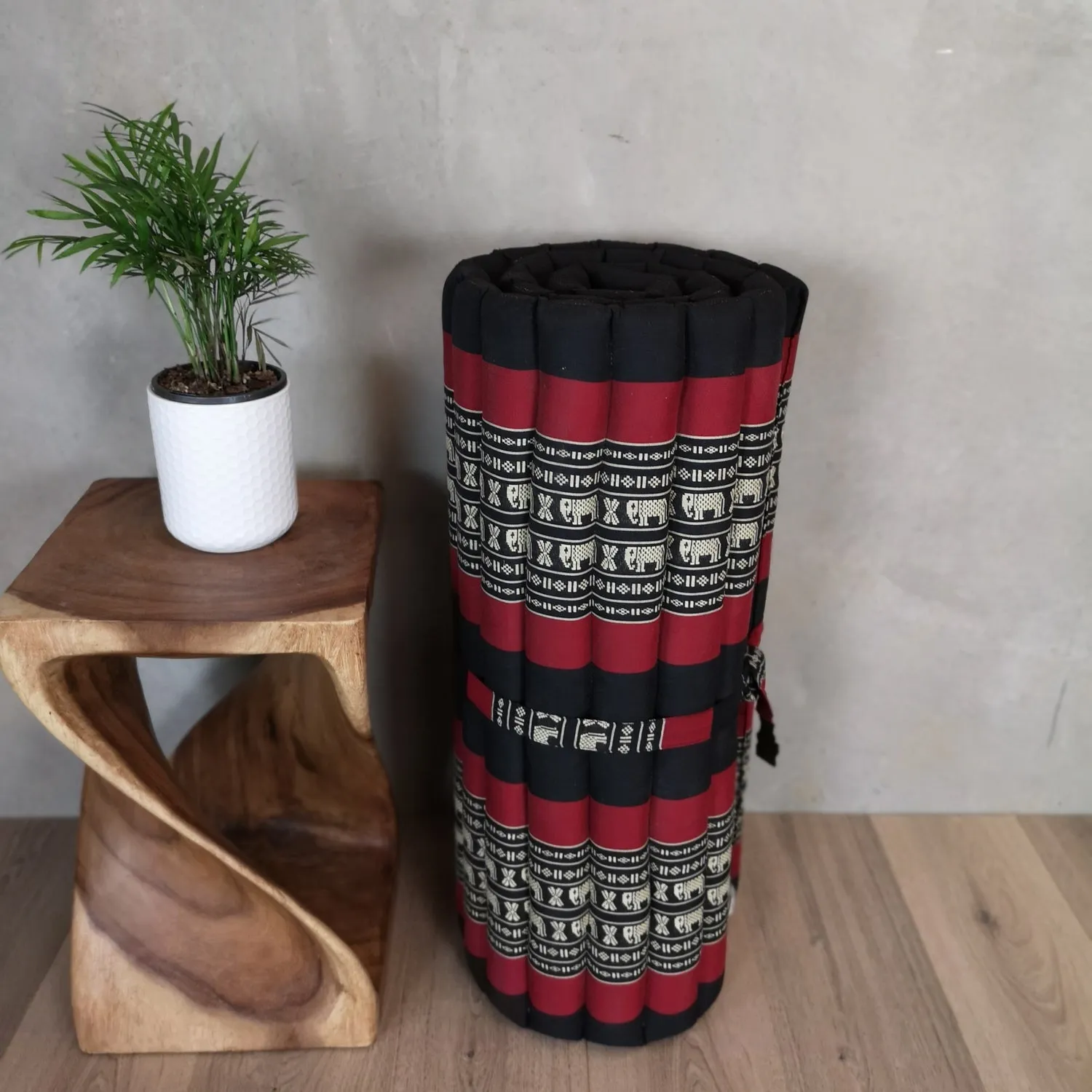Thai kapok cushion Day bed Portable Roll Up Mattress Foldout Mat Red/Green or Blue , Red Thai handmade Kapok