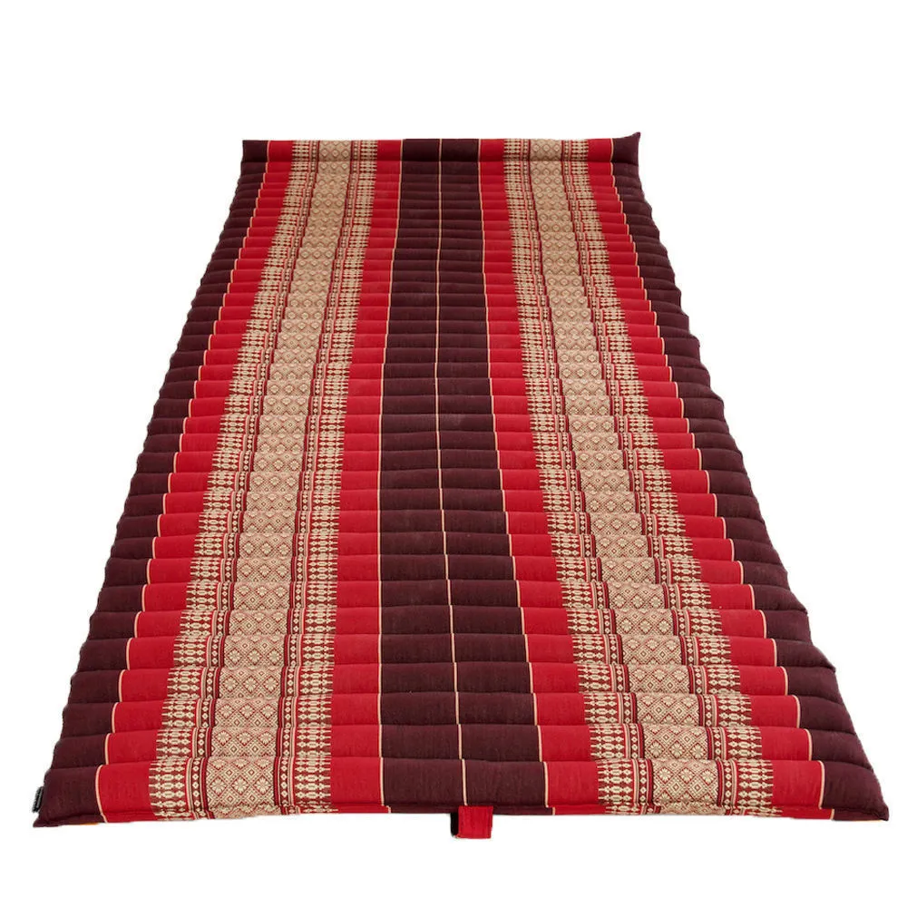 Thai kapok cushion Day bed Portable Roll Up Mattress Foldout Mat Red/Green or Blue , Red Thai handmade Kapok