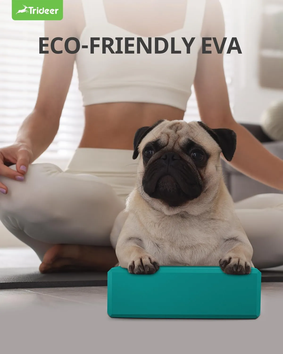 Trideer 9"X6"X3" Yoga Blocks, Yoga Blocks 2 Pack, High Density EVA Foam Blocks, Supportive, Lightweight & Odor Resistant, Yoga Essentials for Yogi & Yogini, Yoga Accessories