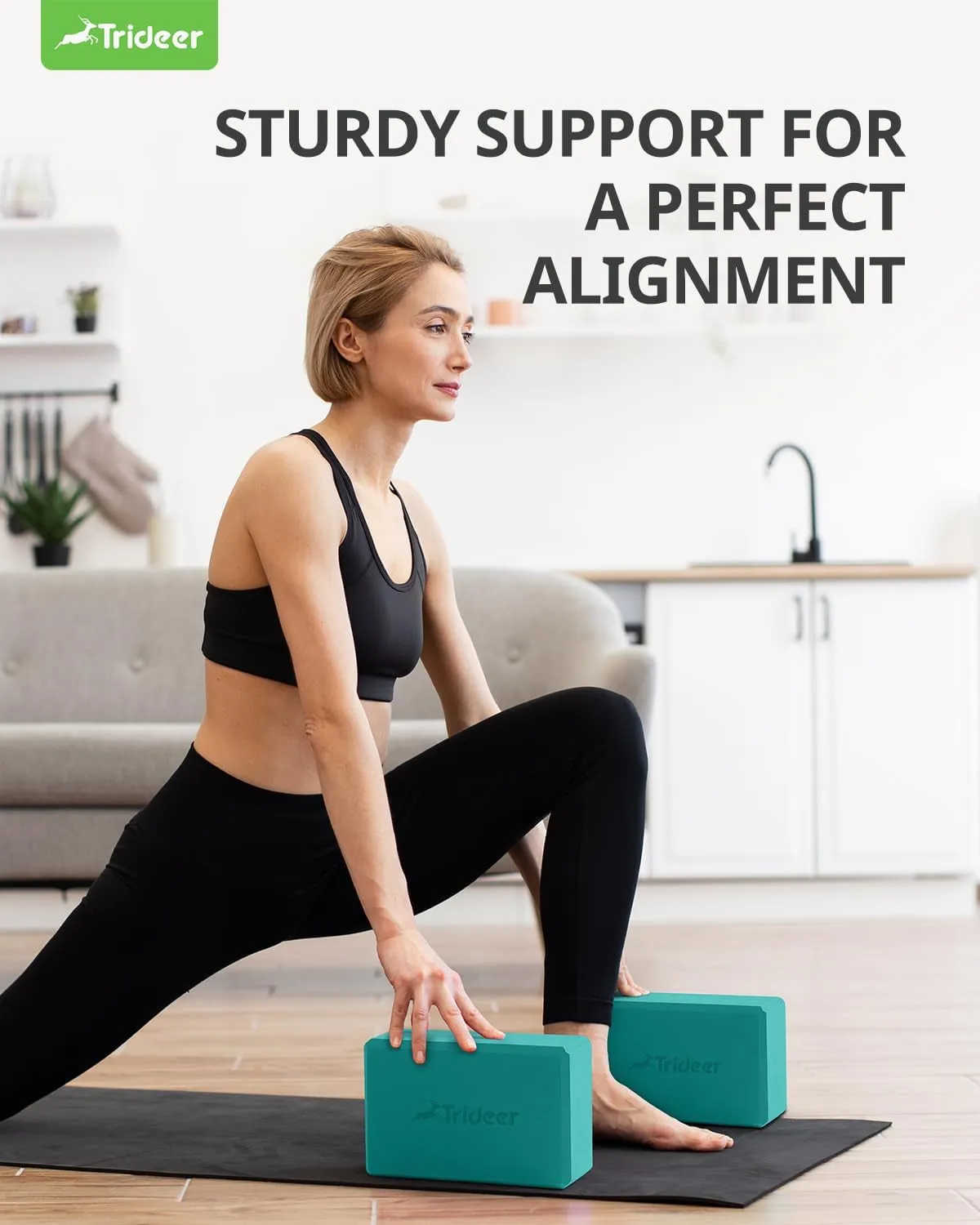 Trideer 9"X6"X3" Yoga Blocks, Yoga Blocks 2 Pack, High Density EVA Foam Blocks, Supportive, Lightweight & Odor Resistant, Yoga Essentials for Yogi & Yogini, Yoga Accessories