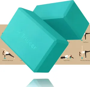Trideer 9"X6"X3" Yoga Blocks, Yoga Blocks 2 Pack, High Density EVA Foam Blocks, Supportive, Lightweight & Odor Resistant, Yoga Essentials for Yogi & Yogini, Yoga Accessories