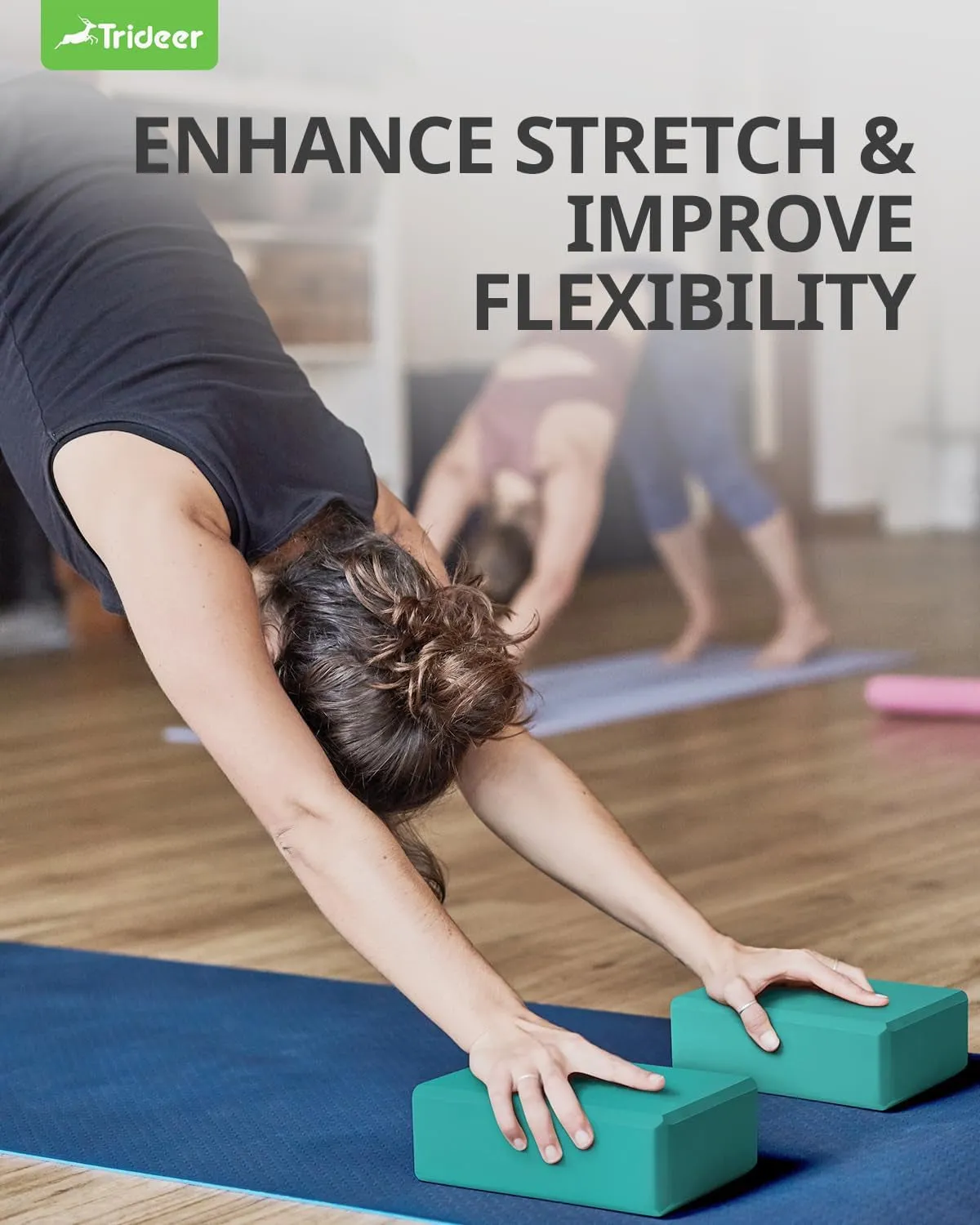 Trideer 9"X6"X3" Yoga Blocks, Yoga Blocks 2 Pack, High Density EVA Foam Blocks, Supportive, Lightweight & Odor Resistant, Yoga Essentials for Yogi & Yogini, Yoga Accessories
