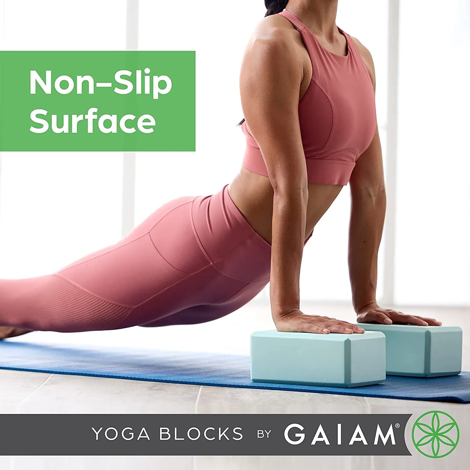 Yoga Block - Supportive Latex-Free Eva Foam - Soft Non-Slip Surface with Beveled Edges for Yoga, Pilates, Meditation - Yoga Accessories for Stability, Balance, Deepen Stretches (Cool Mint)