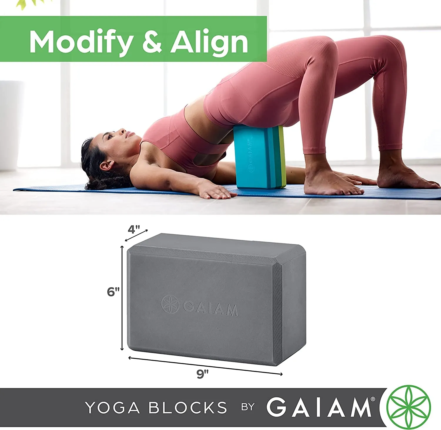 Yoga Block - Supportive Latex-Free Eva Foam - Soft Non-Slip Surface with Beveled Edges for Yoga, Pilates, Meditation - Yoga Accessories for Stability, Balance, Deepen Stretches (Cool Mint)