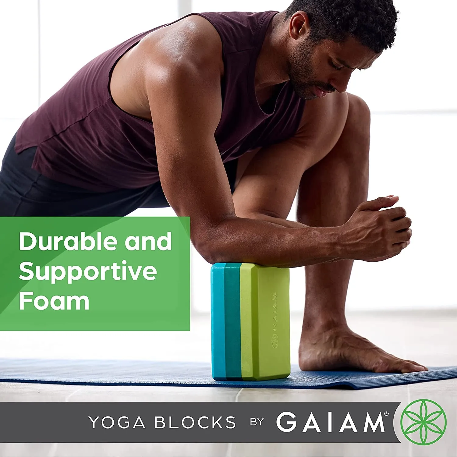 Yoga Block - Supportive Latex-Free Eva Foam - Soft Non-Slip Surface with Beveled Edges for Yoga, Pilates, Meditation - Yoga Accessories for Stability, Balance, Deepen Stretches (Cool Mint)