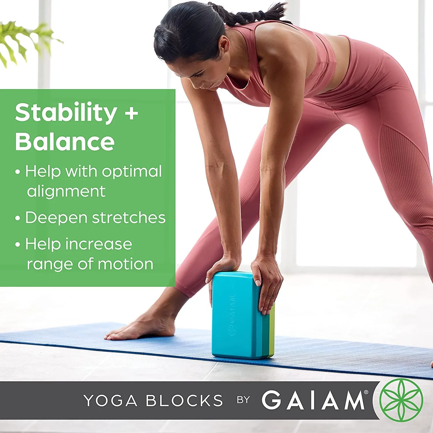 Yoga Block - Supportive Latex-Free Eva Foam - Soft Non-Slip Surface with Beveled Edges for Yoga, Pilates, Meditation - Yoga Accessories for Stability, Balance, Deepen Stretches (Cool Mint)